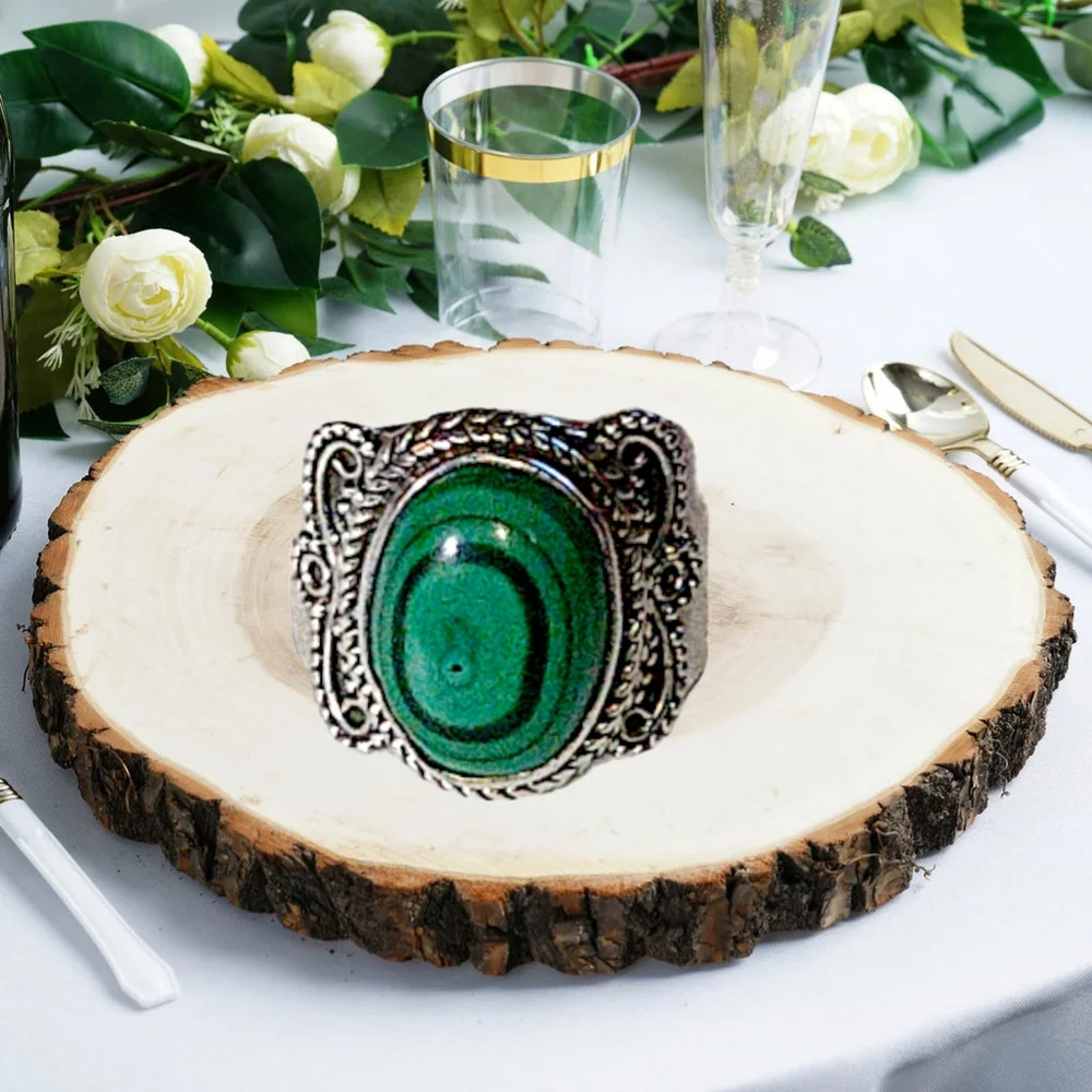 Malachite Silver Ring Size 7. NWOT
